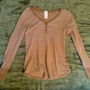Brown waffle texture long sleeve